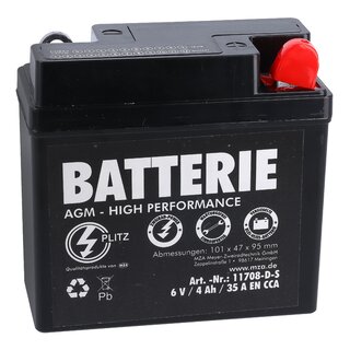 AGM-Batterie 6V 4,0Ah Simson KR51, SR4-