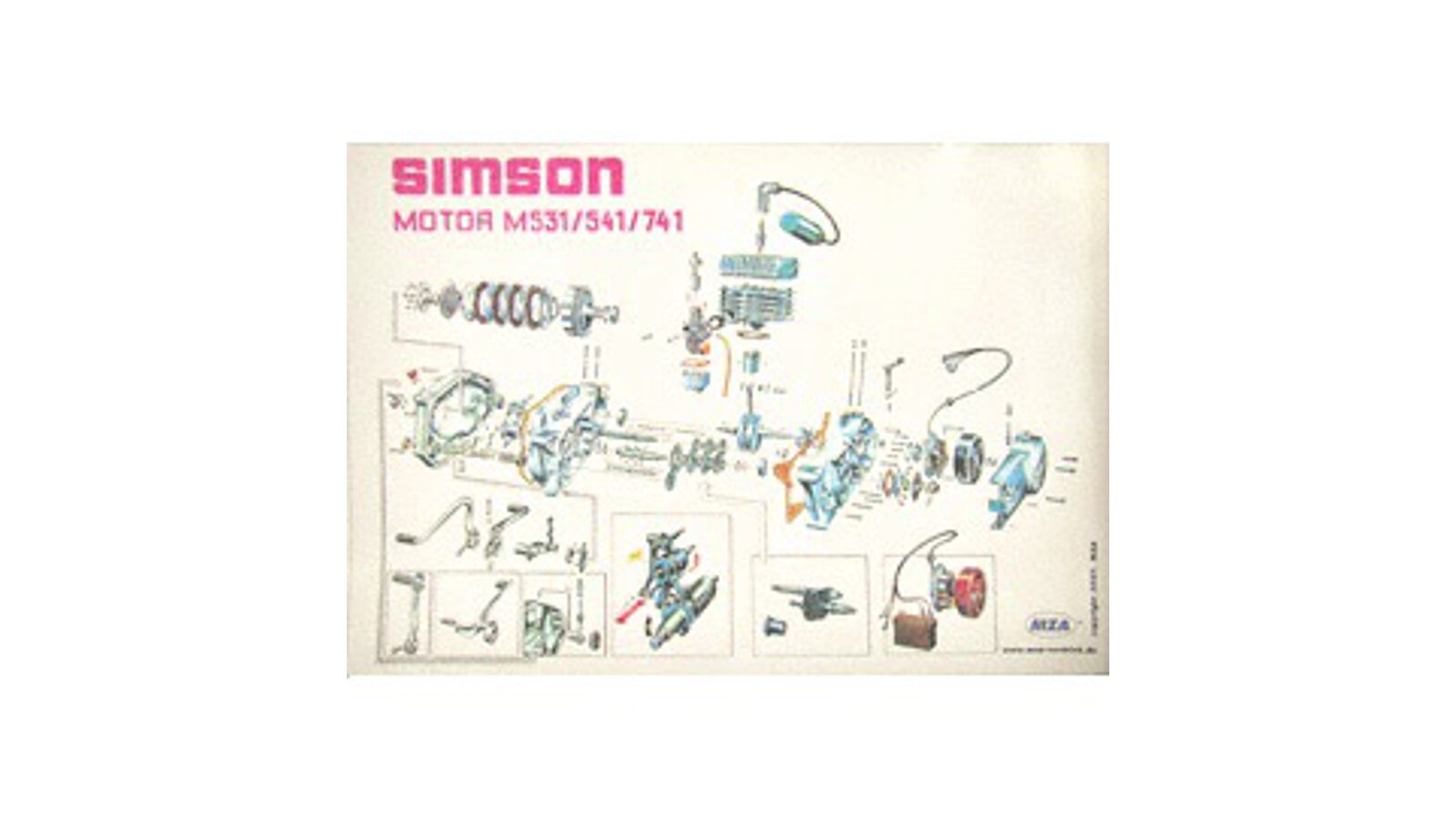 Simson Explosionsdarstellung Explosionszeichnung S51 KR51 Schwalbe Motor 72x50cm